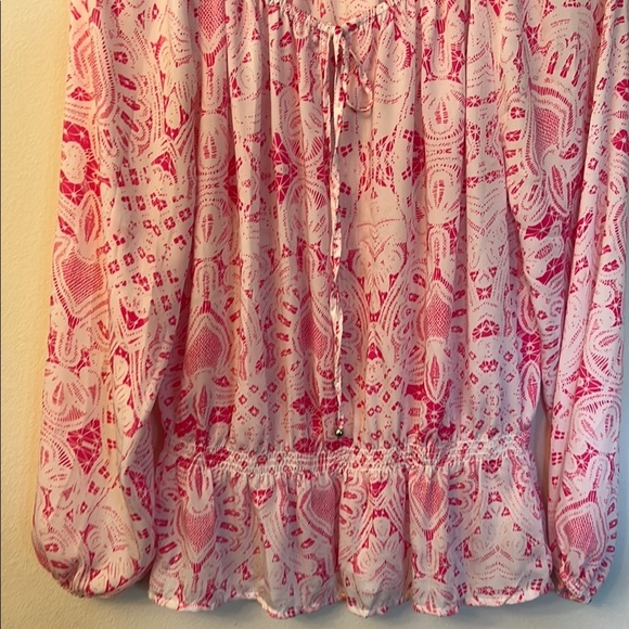 Ellen Tracy Pink and White Peplum Long Sleeve Blouse - Picture 12 of 14